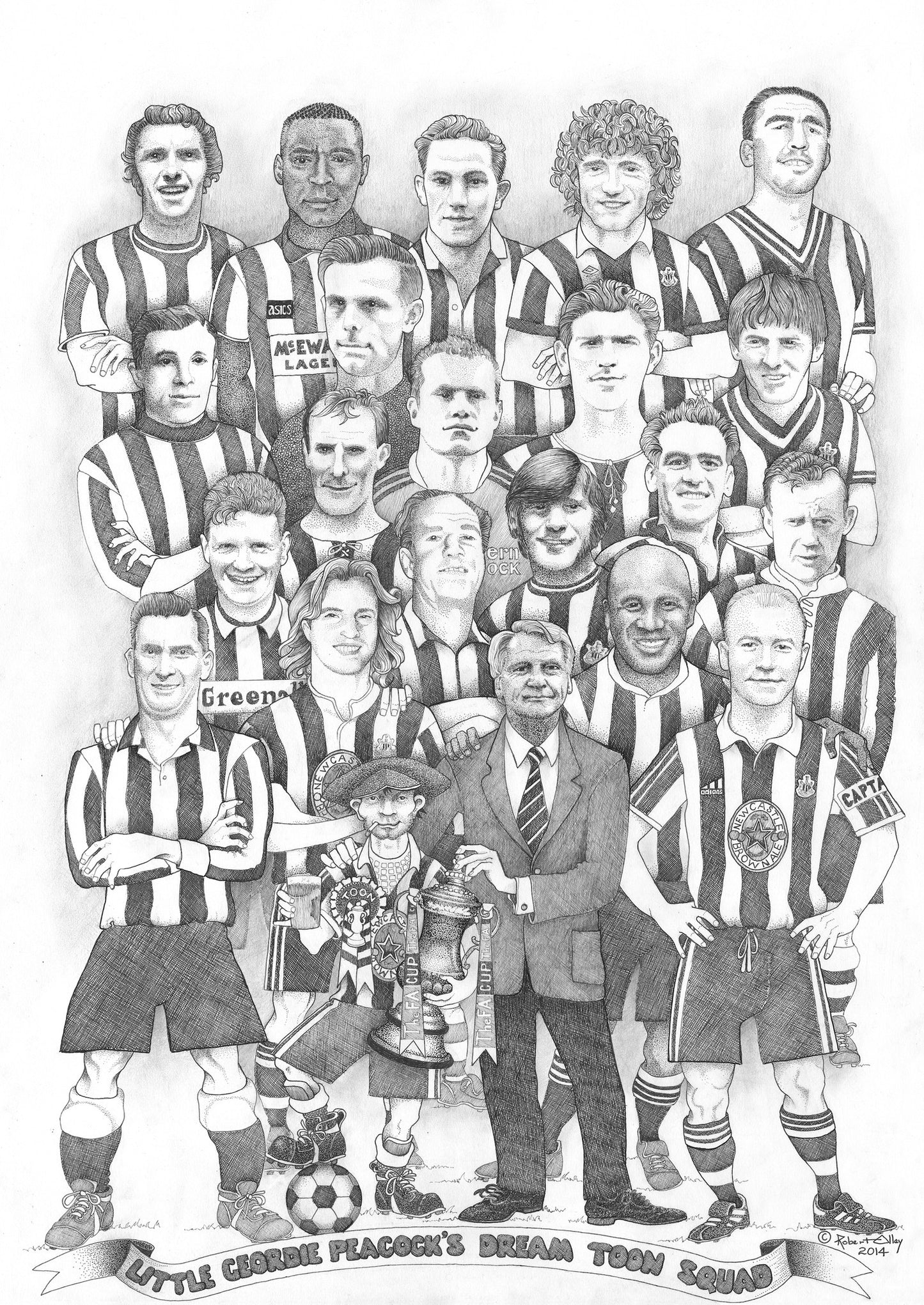 North East Art Prints - Little Geordie Peacock's Dream Toon Squad