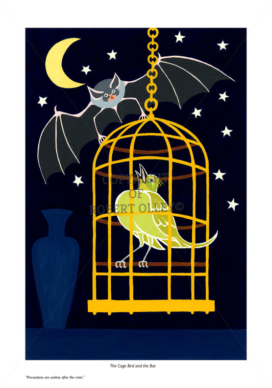 Aesop's Fables print - The Caged Bird And The Bat