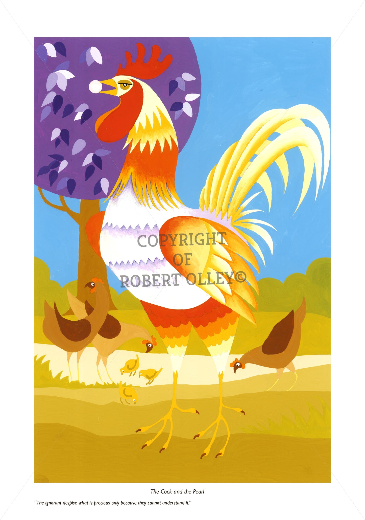 Aesop's Fables print - The Cock And The Pearl