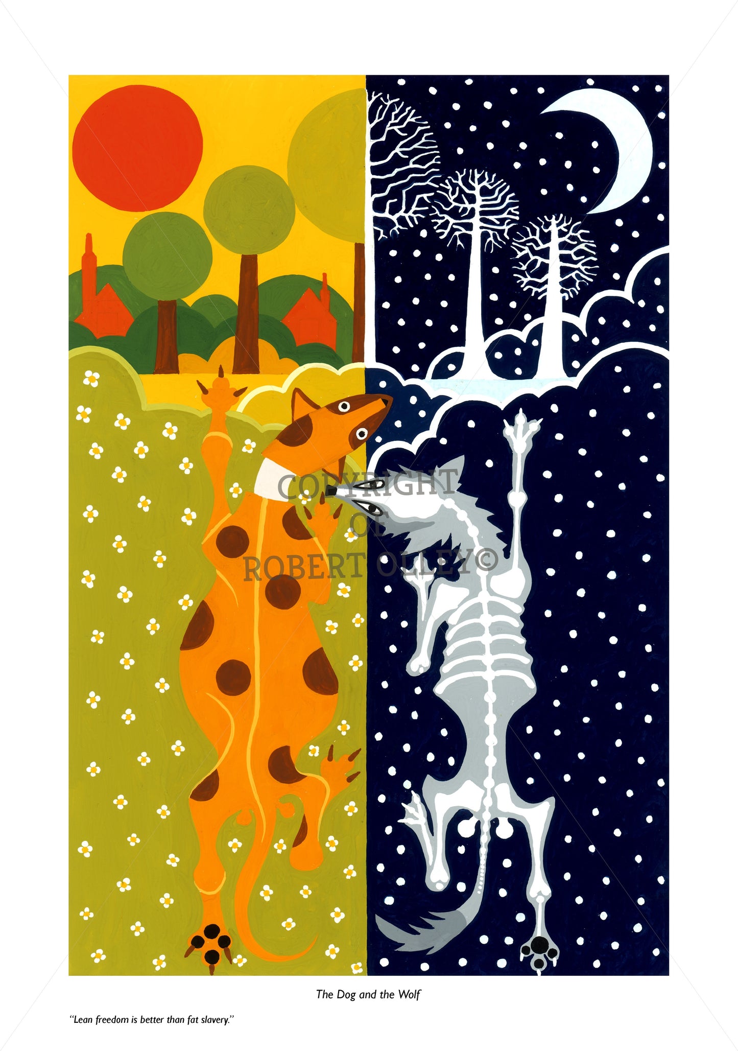 Aesop's Fables print - The Dog And The Wolf