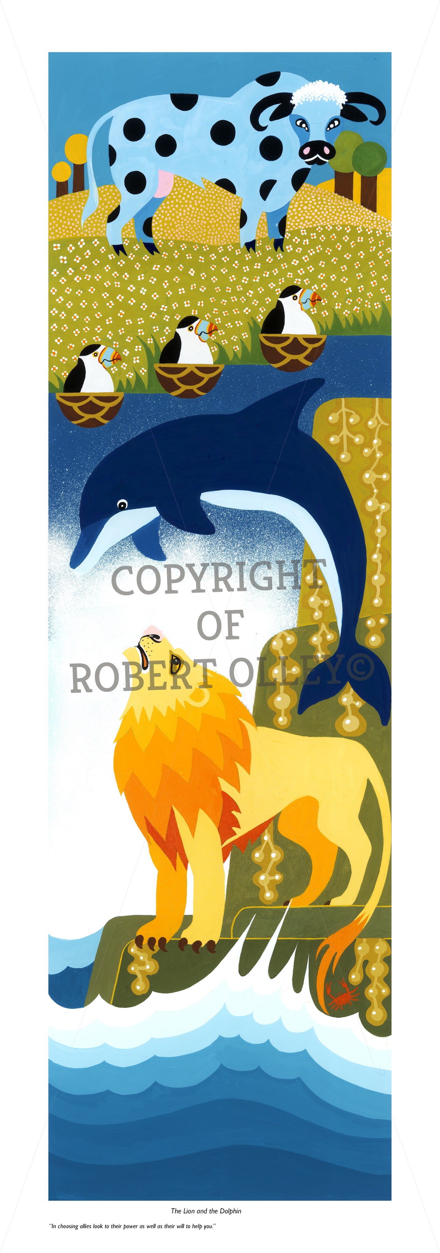 Aesop's Fables print - The Lion And The Dolphin