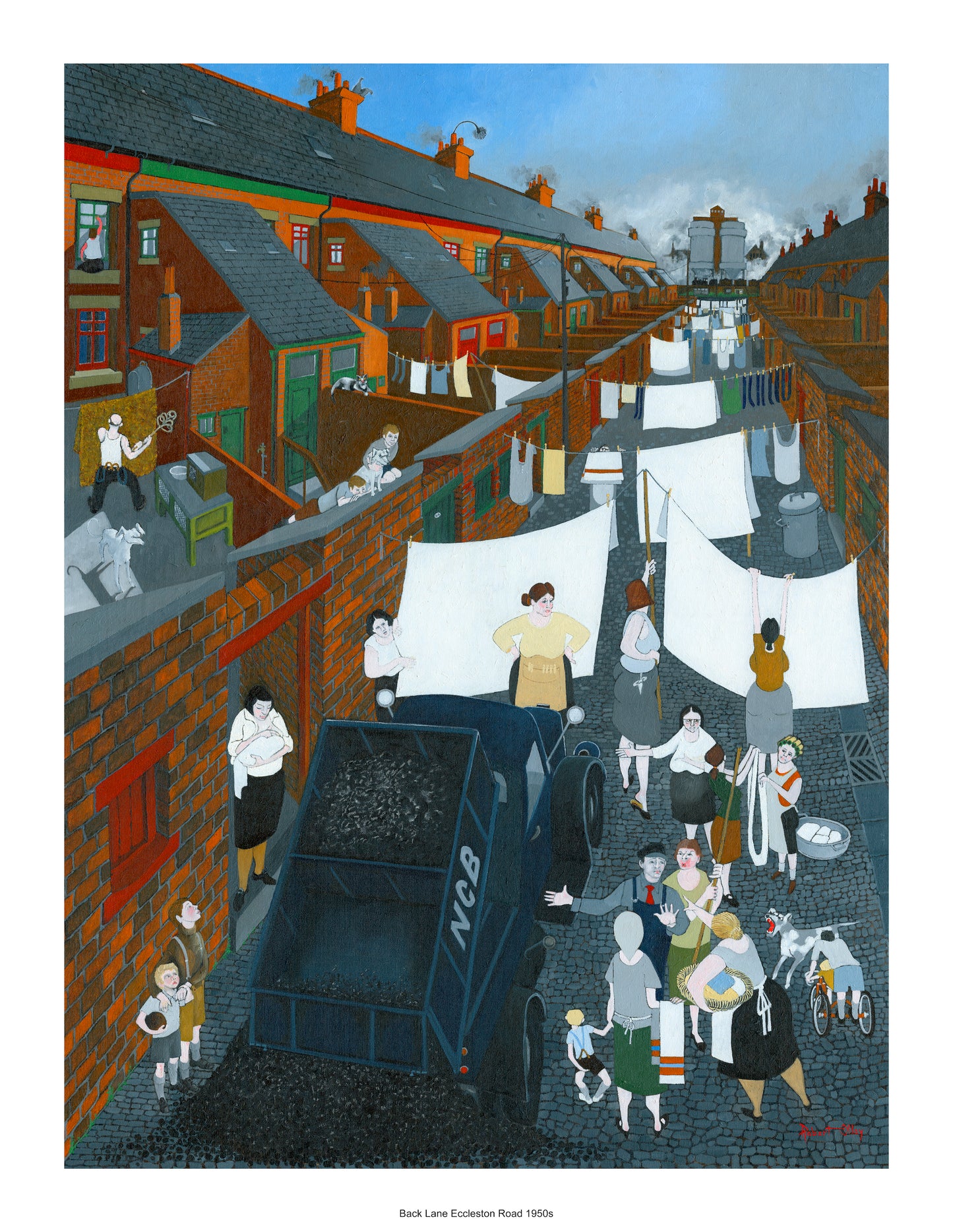 Coal Mining print - Back Lane Of Eccleston Road 1950s