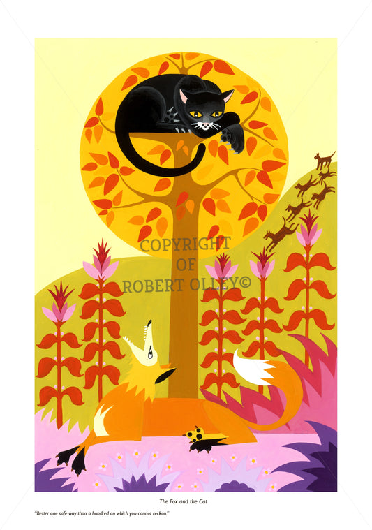 Aesop's Fables print - The Fox And The Cat