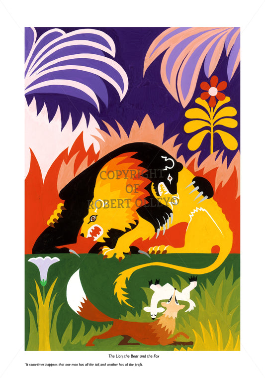 Aesop's Fables print - The Lion, The Bear And The Fox